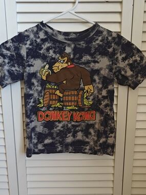 Donkey Kong Kids Tie-Dye Graphic Tee - Black & Gray Size 5T